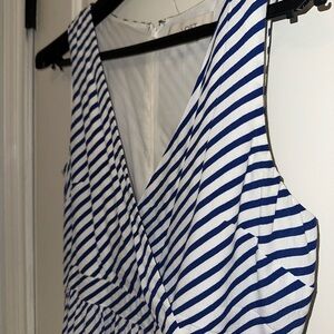 LOFT Blue and White Striped Mini Dress